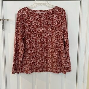 Ladies Size XLP "Talbots" Red and White Long Sleeve Top GUC ❤️
